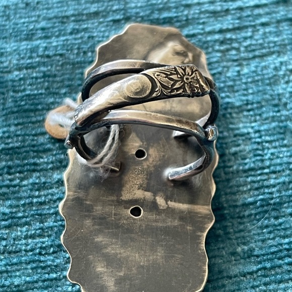 Ribbon turquoise and sterling silver ring size 10.5, item #0005 - Picture 5 of 7